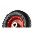 PR 1400-16 - Колесо для тачки / тележки пневматическое 2.50-4, диаметр 210 мм, ось 16 мм, металлический обод, симметричная ступица, шариковый подшипник